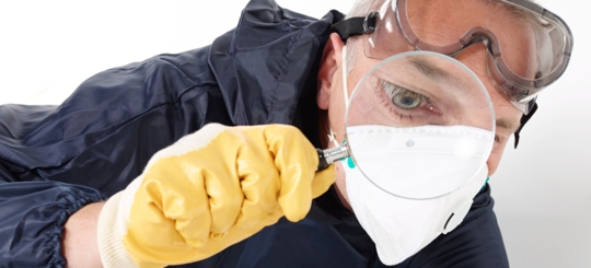 A person using a magnifying glass